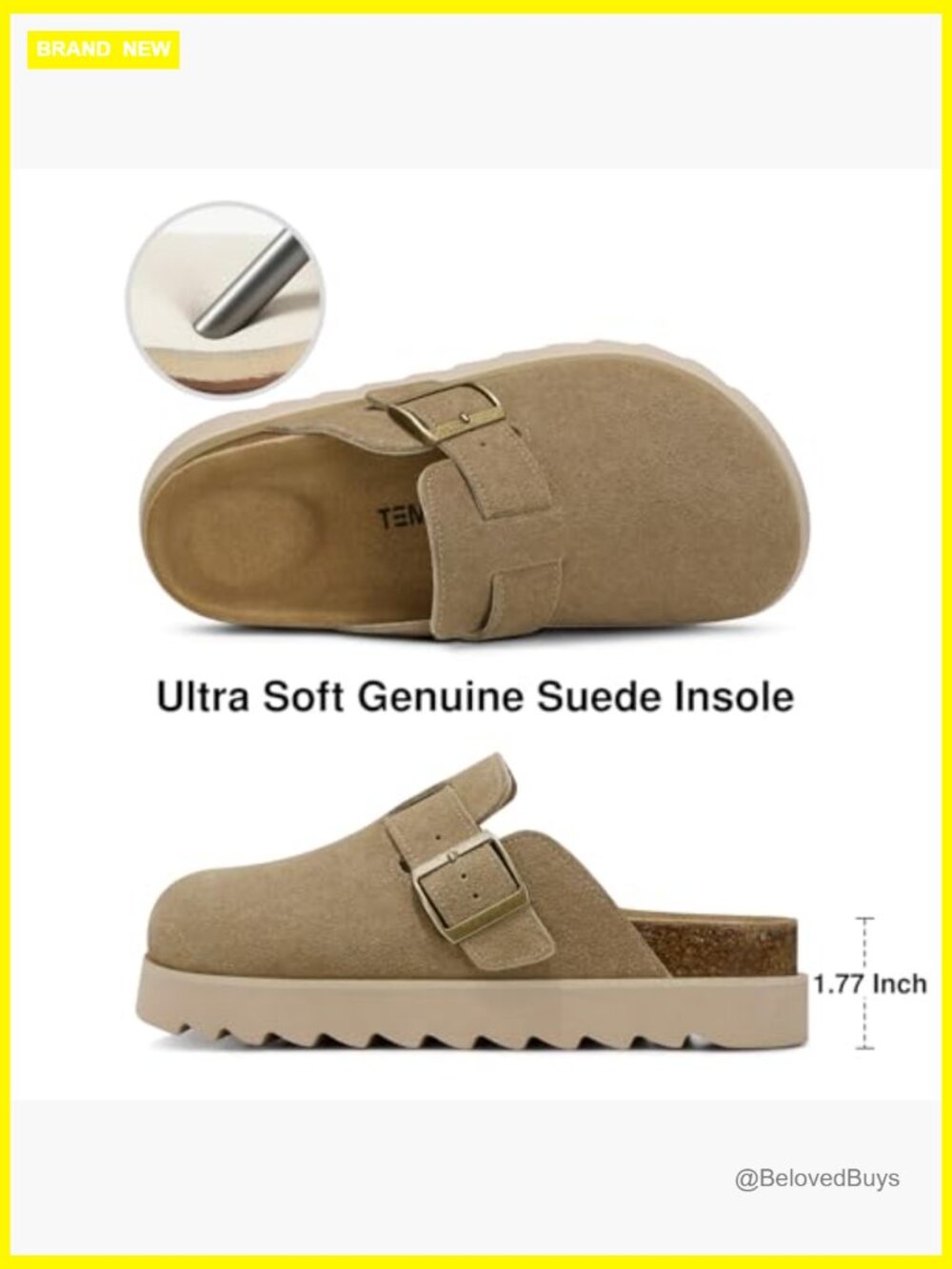 Genuine Leather Platform Clogs Memory Foam Slip on Mules - Picture 4 of 7